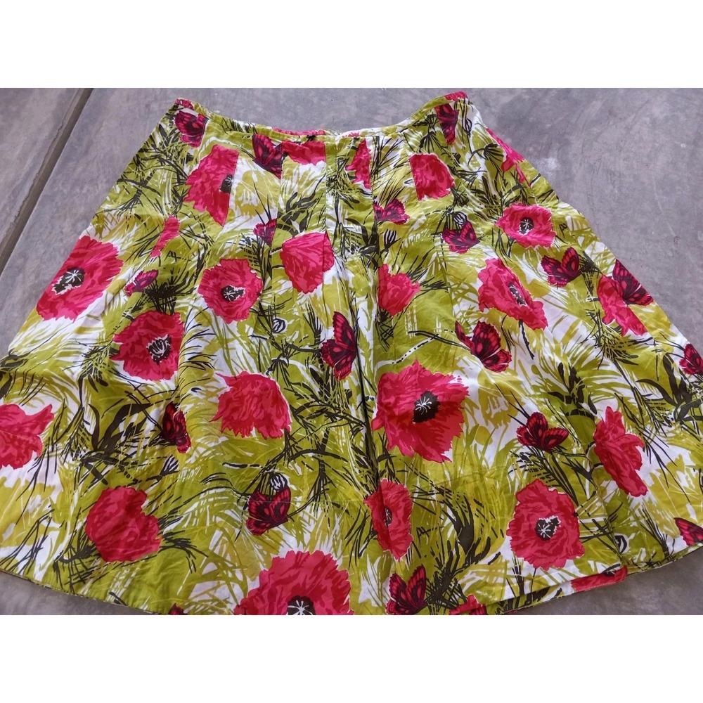 TALBOTS Womens Sz 14W Cotton Floral Pleated Casual Career Resort Summer Skirt